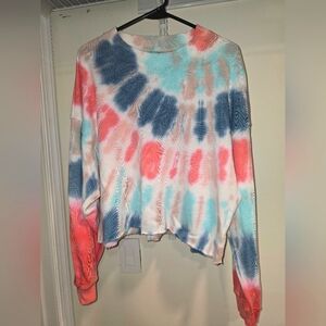 AE Oversized Cropped Tie Dye Crew Neck